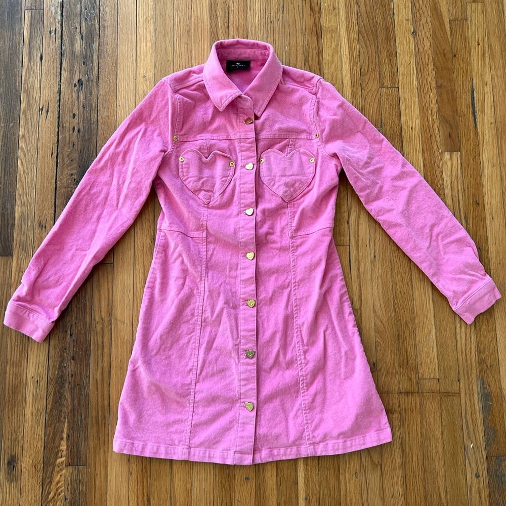 Lazy Oaf Pink heart velvet dress